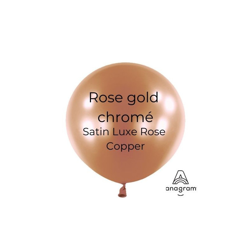 Ballons latex 24" ROND - 60CM - Rose gold chromé Satin Luxe Rose Copper Anagram