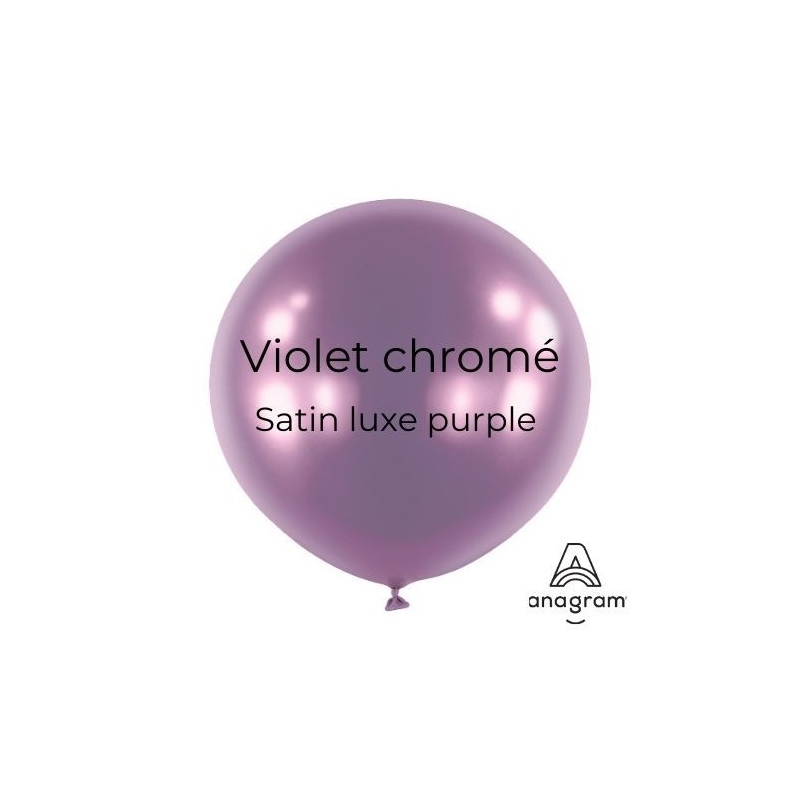Ballons latex 24" ROND - 60CM - Violet chromé Satin Luxe Purple Royal Anagram