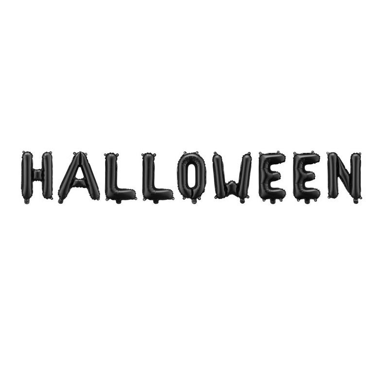Ballons Lettres Noires "HALLOWEEN" – 35 cm – Gonflage Air