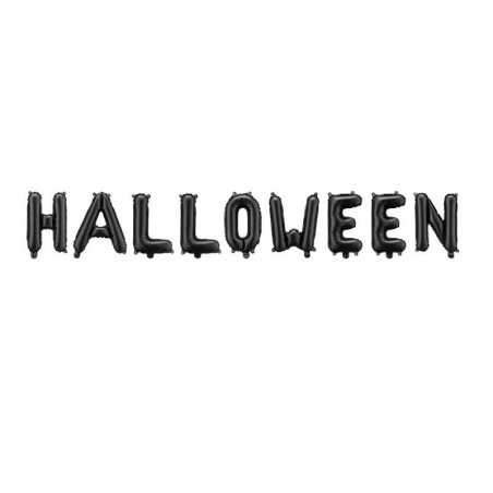 Ballons Lettres Noires "HALLOWEEN" – 35 cm – Gonflage Air