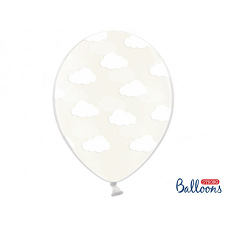 Ballons latex Transparents Nuages Blancs