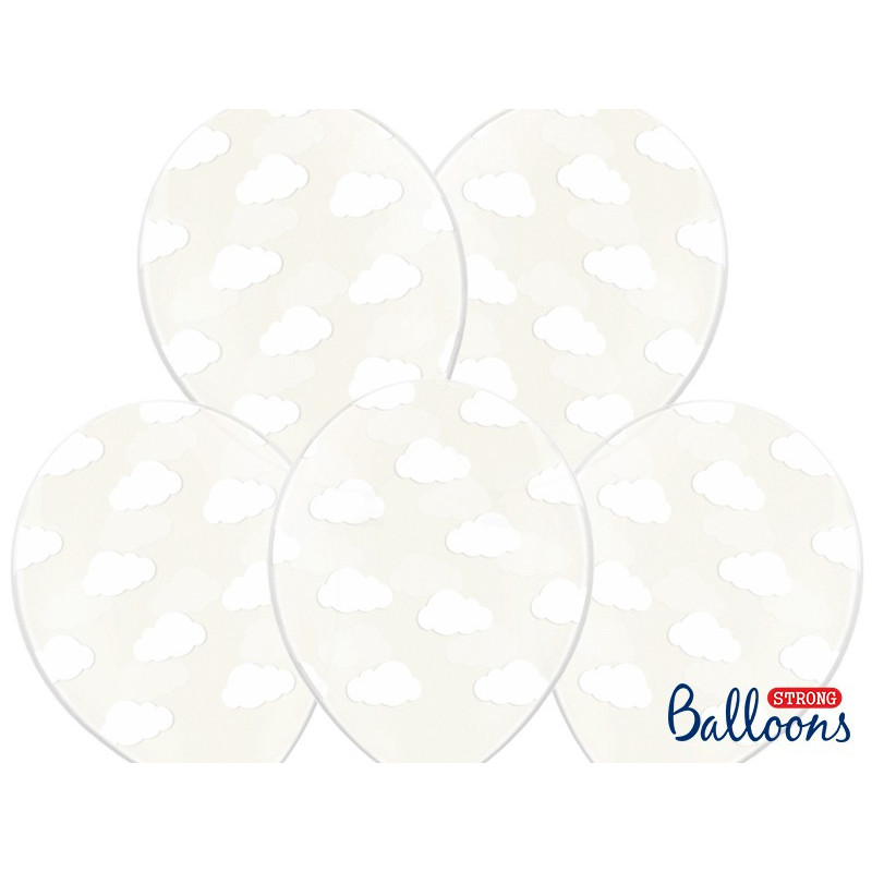 Ballons latex Transparents Nuages Blancs