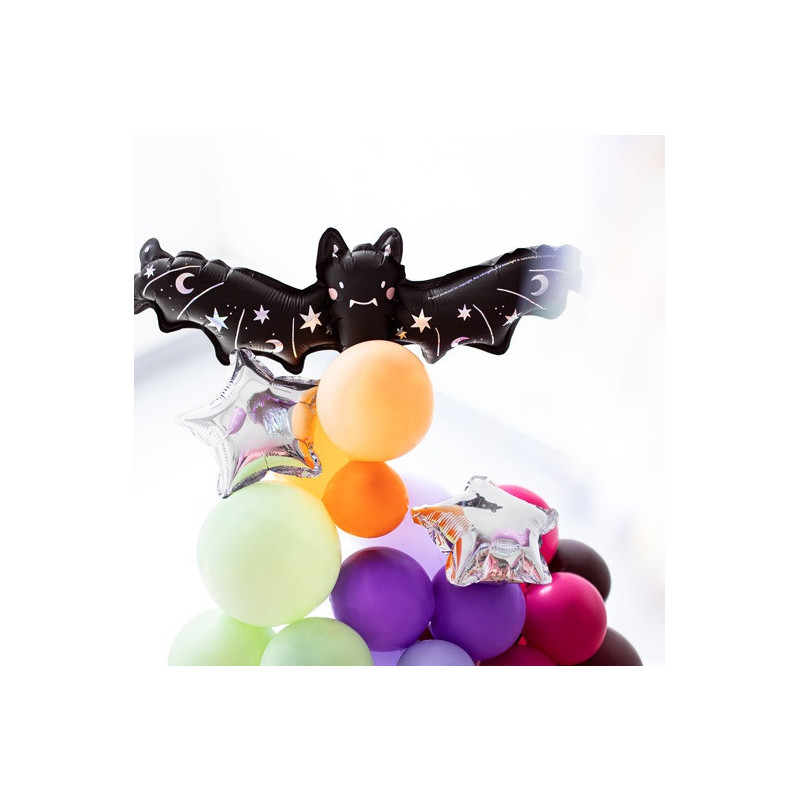Mini Ballon Alu Chauve-Souris – Noir et Holographique – Gonflage Air – Party Deco