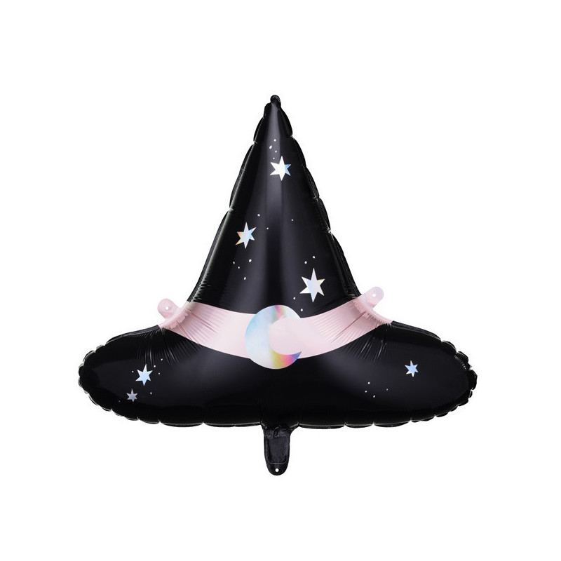 Ballon Mylar Chapeau de Sorcière – Noir Holographique – 66 x 57 cm