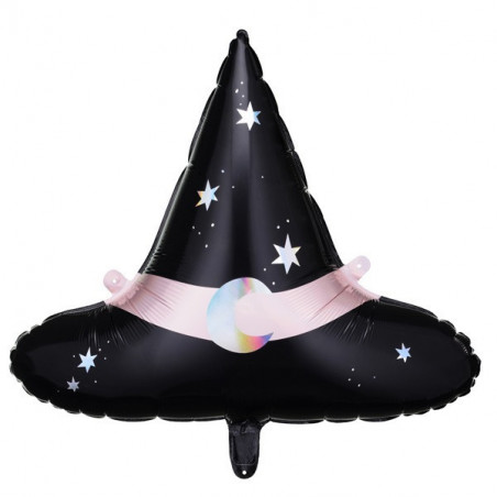 Ballon Mylar Chapeau de Sorcière – Noir Holographique – 66 x 57 cm