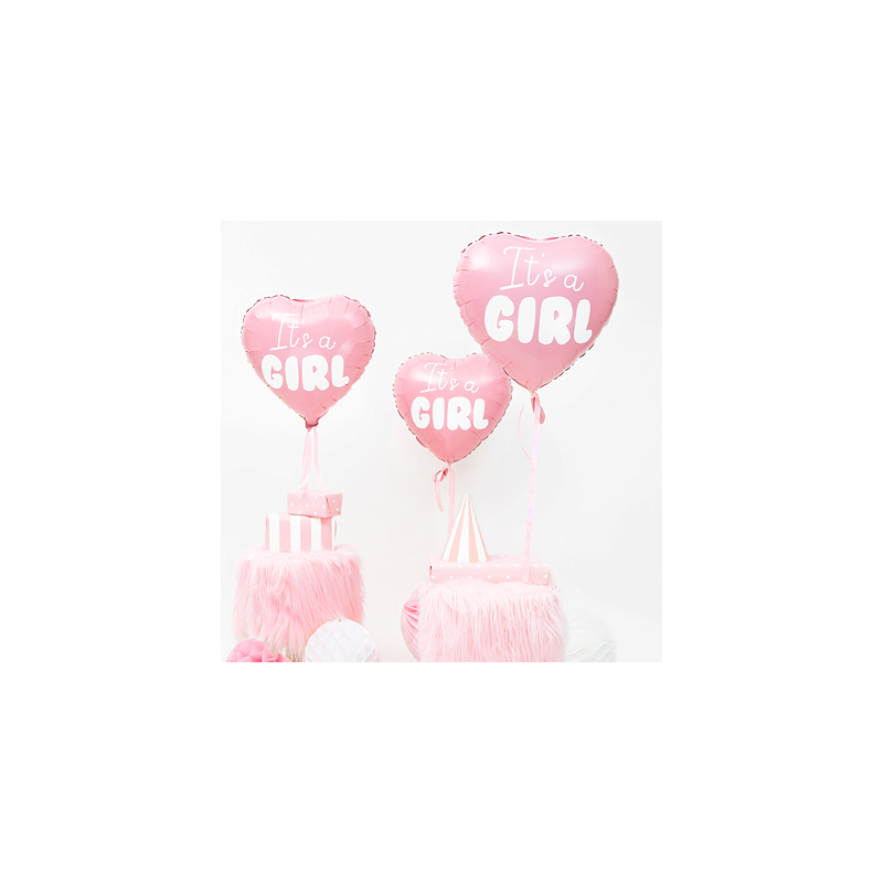 Ballon Aluminium Rond – Rose Pastel "It's a Girl" – 45 cm (18") – PartyDeco