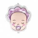 Ballon Mylar Mat Tête de Bébé Fille Baby Girl - Party Deco