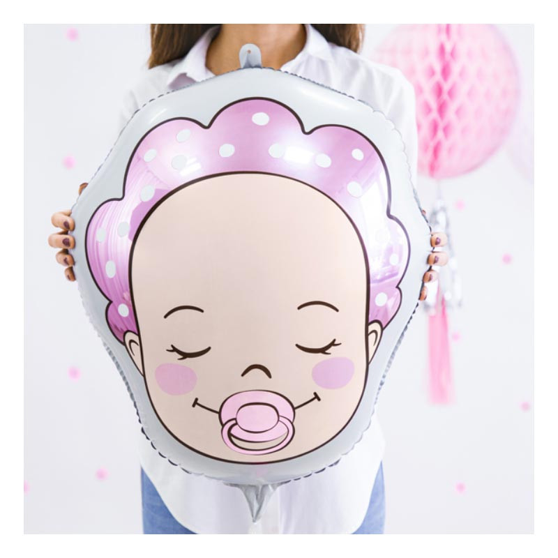 Ballon Mylar Mat Tête de Bébé Fille Baby Girl - Party Deco
