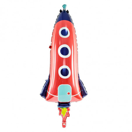 Ballon Alu XL Fusée Rocket Rouge et Bleu Brillant - Party Deco