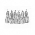 12 Pompons Tassels Argent Brillant – Party Deco