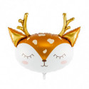 Ballon Alu XL Tête de Cerf Marron et Doré Chromé - Party Deco