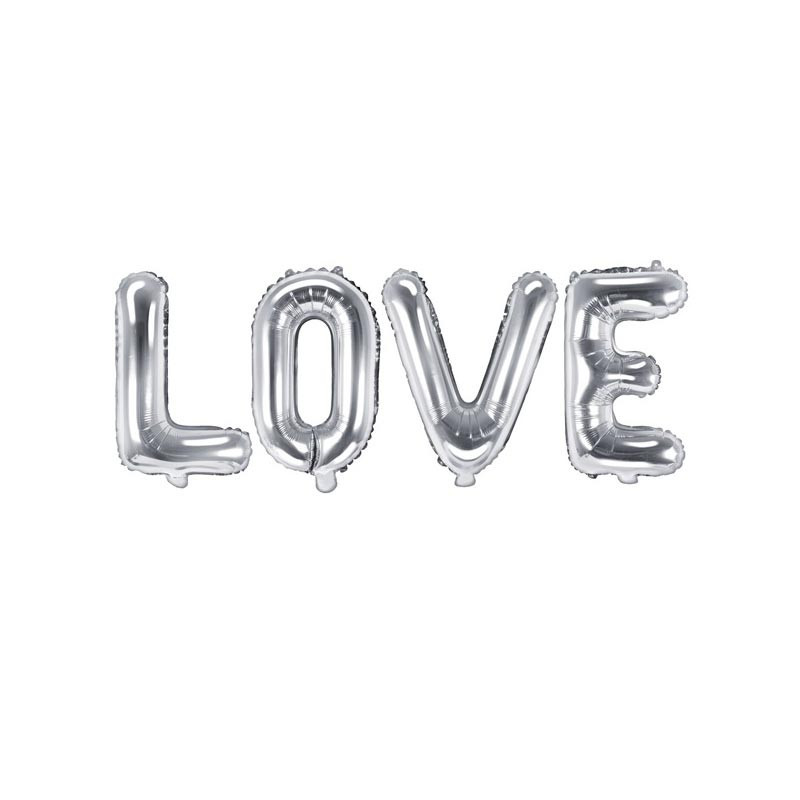Ballons Lettres Mylar Love Argent – Party Deco