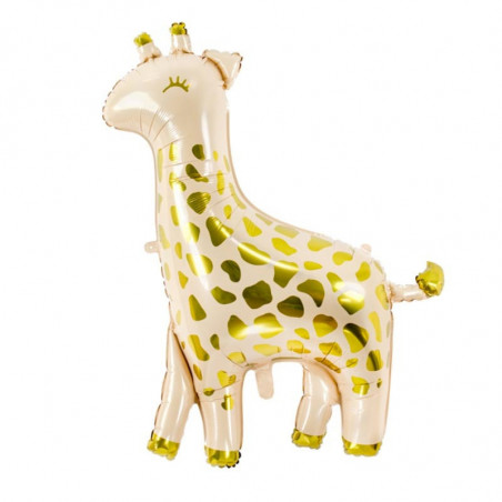 Ballon Alu XL Girafe Crème et Doré Chromé - Party Deco