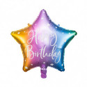 Ballon Mylar Happy Birthday – Rainbow Arc-en-ciel – 40 cm – PartyDeco