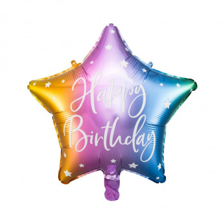Ballon Mylar Happy Birthday – Rainbow Arc-en-ciel – 40 cm – PartyDeco