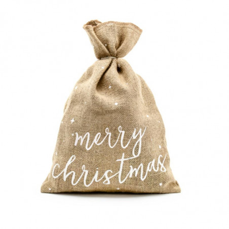 Sac Toile de Jute Merry Christmas – Party Deco