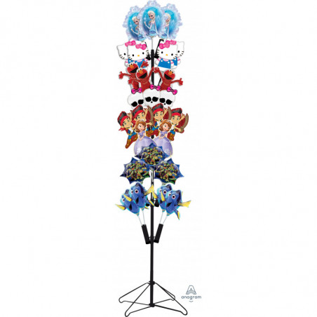 Présentoir à Ballons Noir Métal pour 90 Ballons sur Tige - Hauteur 173 cm