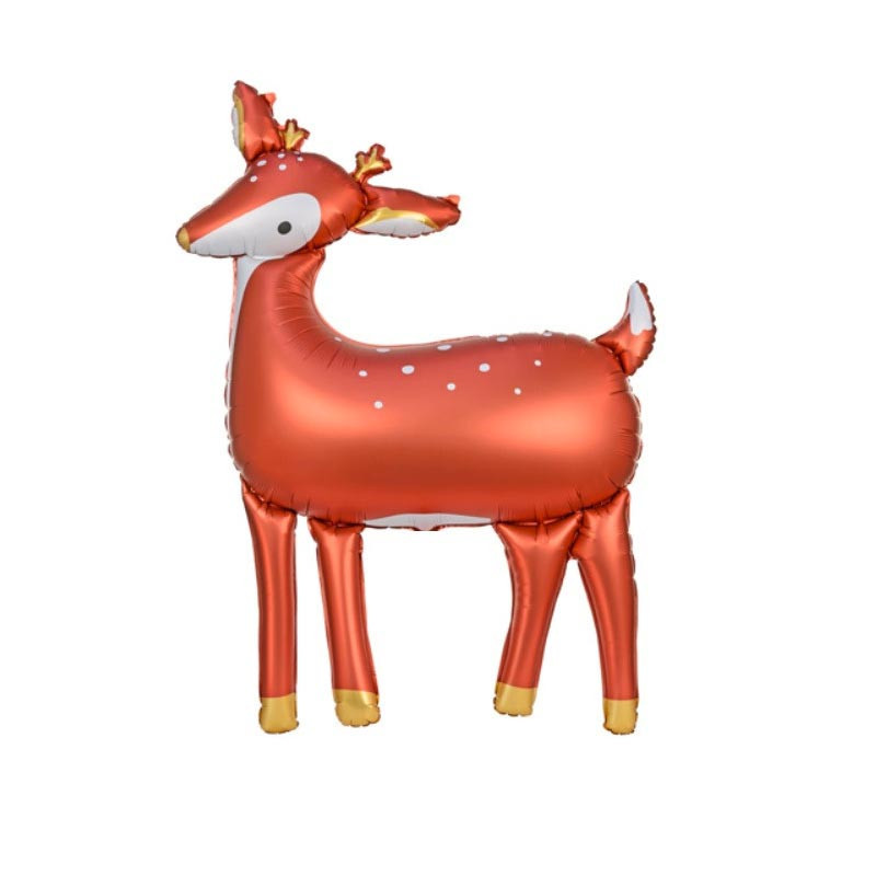 Ballon Alu XL Cerf Givré Marron Animal de la forêt - Party Deco
