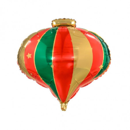 Ballon Alu SuperShape Boule de Noël Rouge Vert Doré – Party Deco