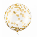 Ballon Cristal Imprimé de Confettis Dorés - Party Deco