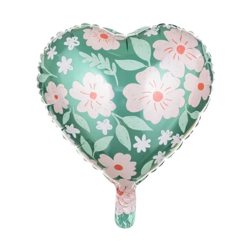 Ballon Coeur Alu Liberty Fleurs - Party Deco