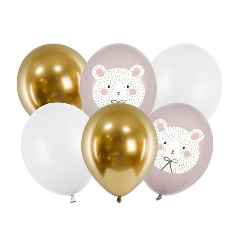 Bouquet de Ballons Ourson avec Impression – Set de 6 – PartyDeco