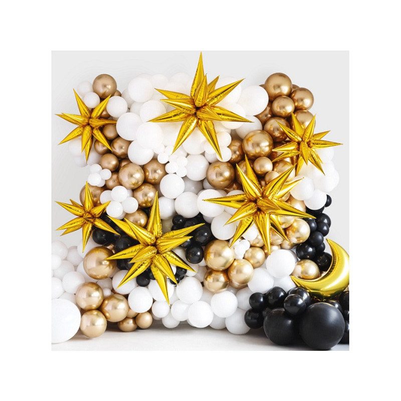 Ballon Mylar 3D Étoile Étincelle Noir Mat 70 cm – Party Deco