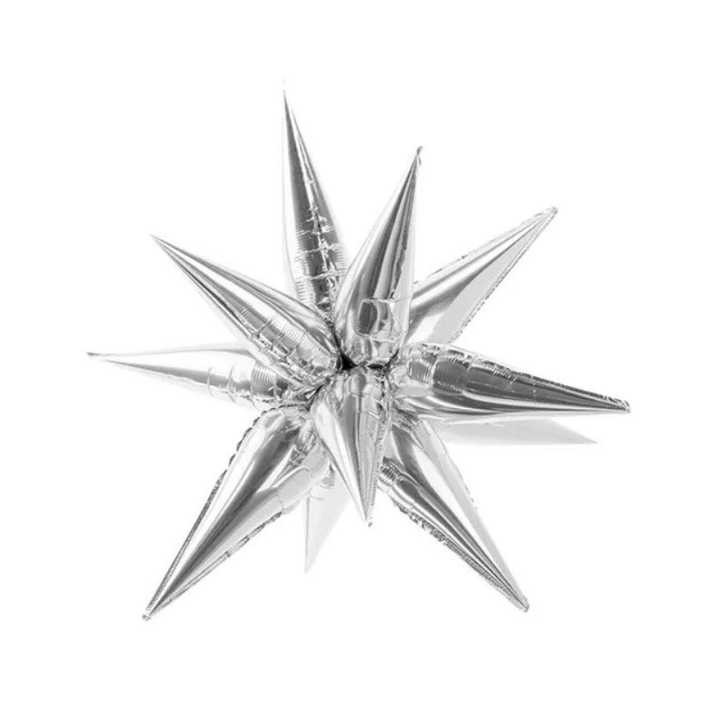 Ballon Mylar 3D Étoile Étincelle Argent 70 cm – Party Deco