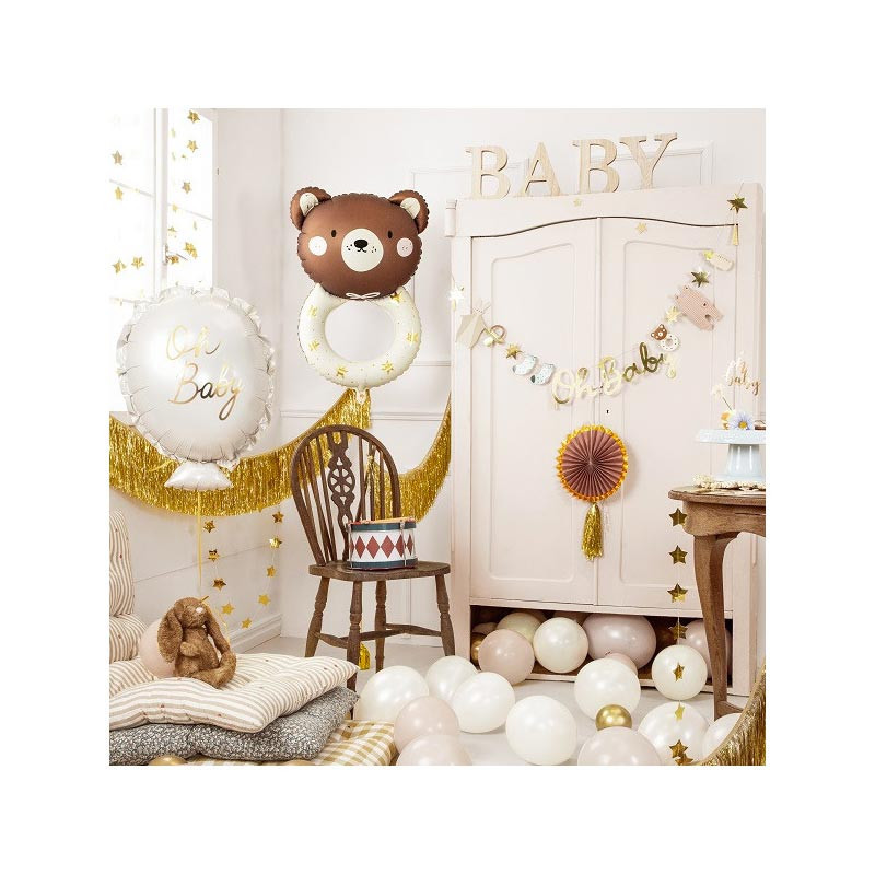 Ballon Aluminium Hochet Ourson Teddy – Beige et Marron – PartyDeco