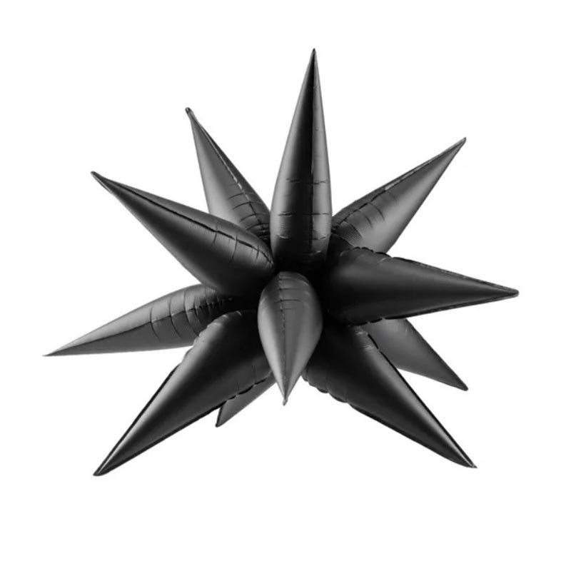 Ballon Mylar 3D Étoile Étincelle Noir Mat 95 cm – Party Deco