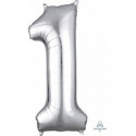 Ballon Alu Chiffre 1 Un - Argent Anagram