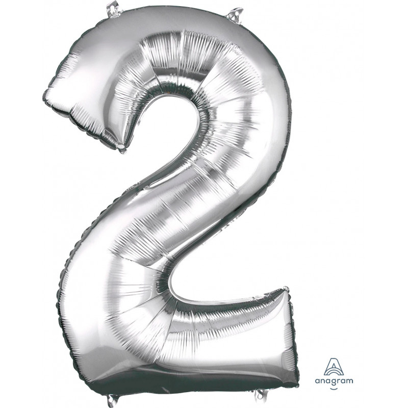 Ballon Alu  Chiffre 2 Deux - Argent Anagram
