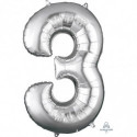 Ballon Alu Chiffre 3 Trois - Argent Anagram