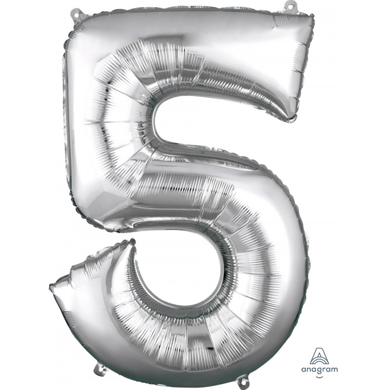 Ballon Alu Chiffre 5 Cinq - Argent Anagram