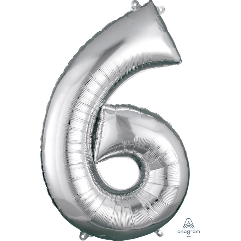Ballon Alu Chiffre 6 Six - Argent Anagram