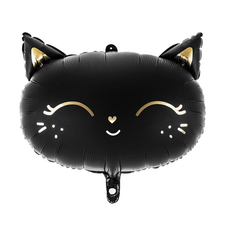 Ballon Aluminium Mylar – Chaton Noir Mat & Doré – 48 x 36 cm – PartyDeco