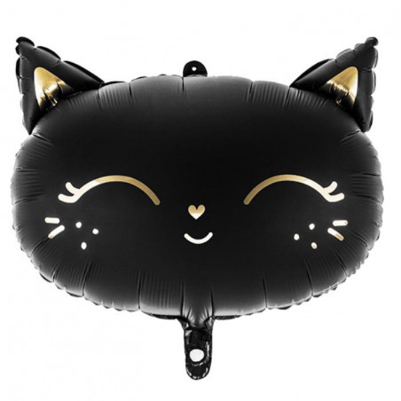 Ballon Aluminium Mylar – Chaton Noir Mat & Doré – 48 x 36 cm – PartyDeco