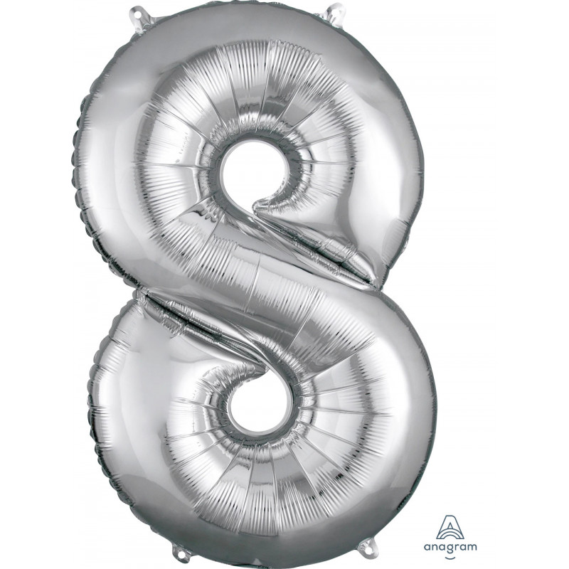 Ballon Alu Chiffre 8 Huit- Argent Anagram