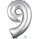 Ballon Alu Chiffre 9 Neuf - Argent Anagram