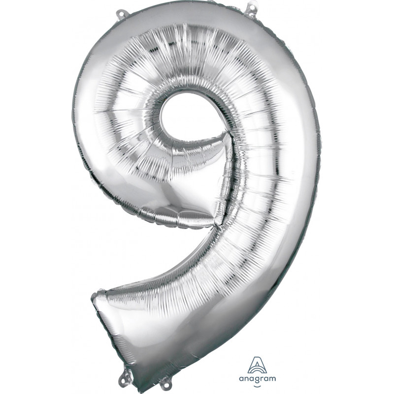 Ballon Alu Chiffre 9 Neuf - Argent Anagram