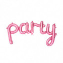 Ballon Mot "Party" Lettres Cursives Rose – PartyDeco