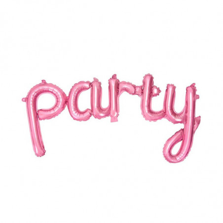 Ballon Mot "Party" Lettres Cursives Rose – PartyDeco
