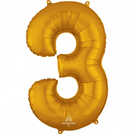 Ballon Alu Chiffre 3 Trois - Doré Anagram