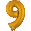 Ballon Alu  Chiffre 9 Neuf - Doré Anagram