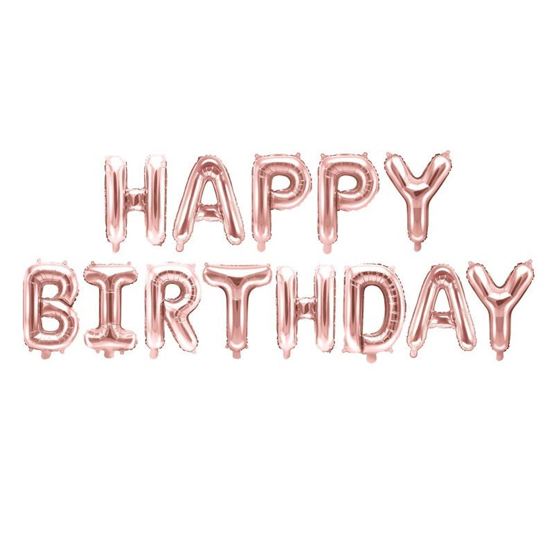 Ballons Lettres « Happy Birthday » – PartyDeco – Rose Gold