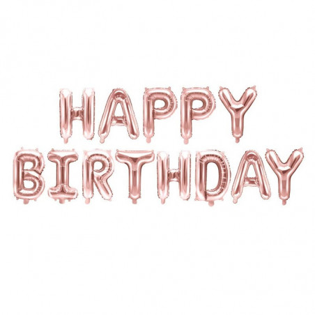 Ballons Lettres « Happy Birthday » – PartyDeco – Rose Gold