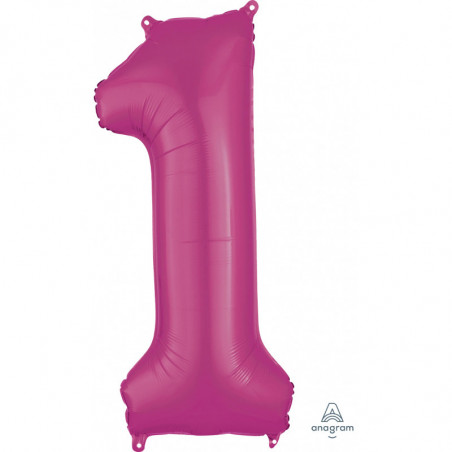 Ballon Alu Chiffre 1 Un - Rose Fuchsia Anagram