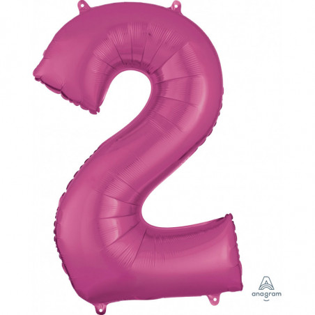 Ballon Alu Chiffre 2 Deux - Rose Fuchsia Anagram