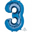 Ballon Alu Chiffre 3 Trois - Bleu Foncé Anagram