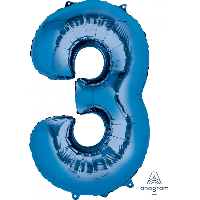 Ballon Alu Chiffre 3 Trois - Bleu Foncé Anagram